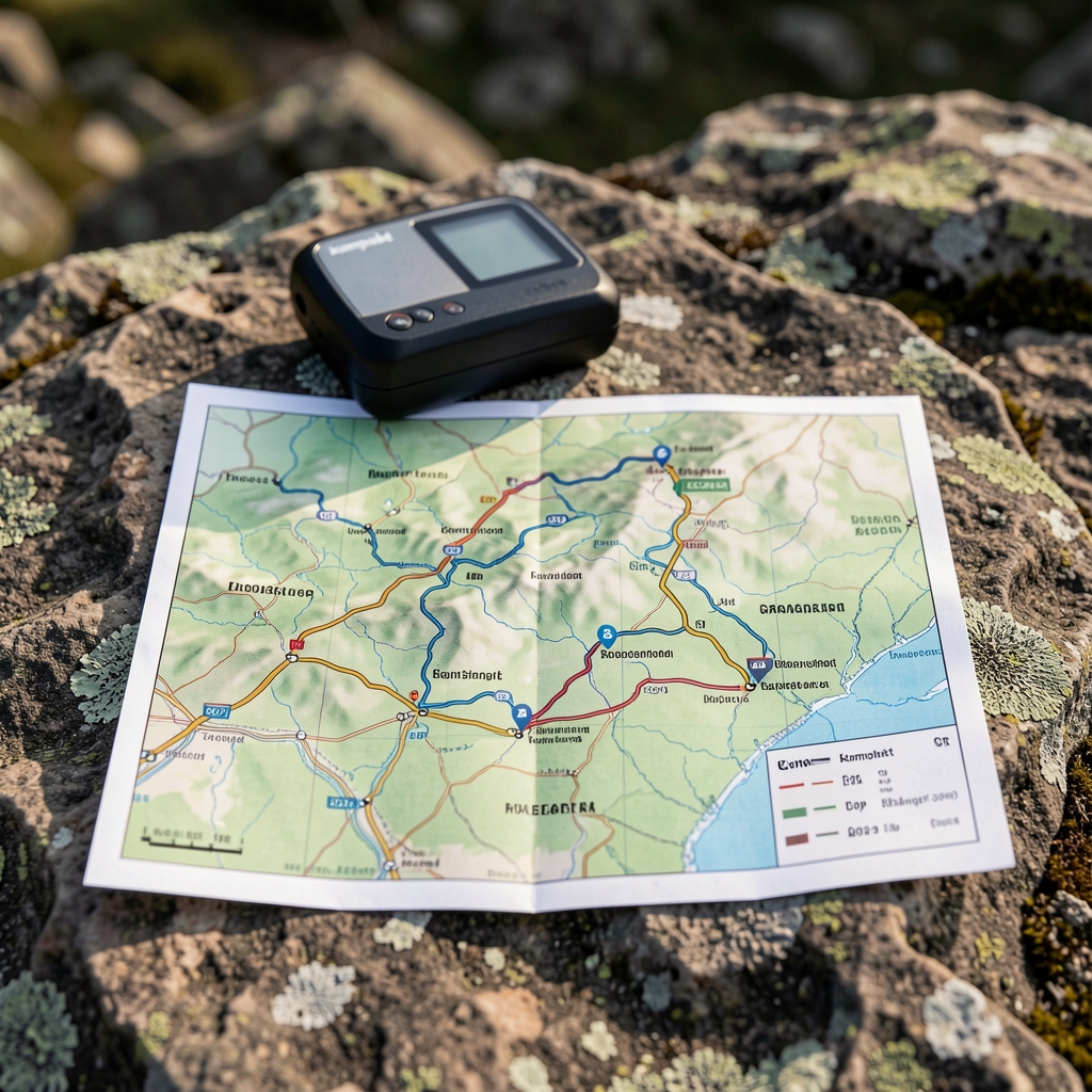 GPS navigasyon cihazı doğal dağ parkurunda görünüm