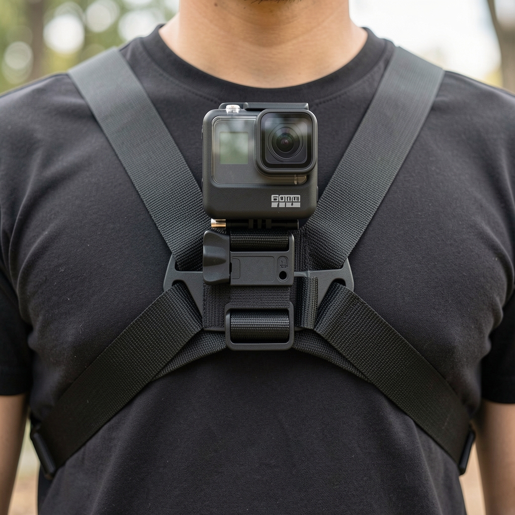 GoPro aksiyon kamerası göğüs montaj haranesi siyah plastik ayarlanabilir kayış sistemi