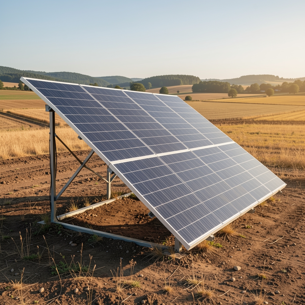 Kamp alanında güneş ışığına yönlendirilmiş katlanabilir solar panel