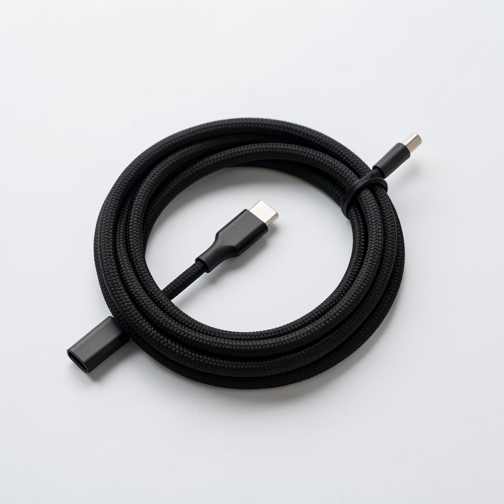 100W USB-C to USB-C hızlı şarj kablosu naylon örgülü esnek kablo siyah renk