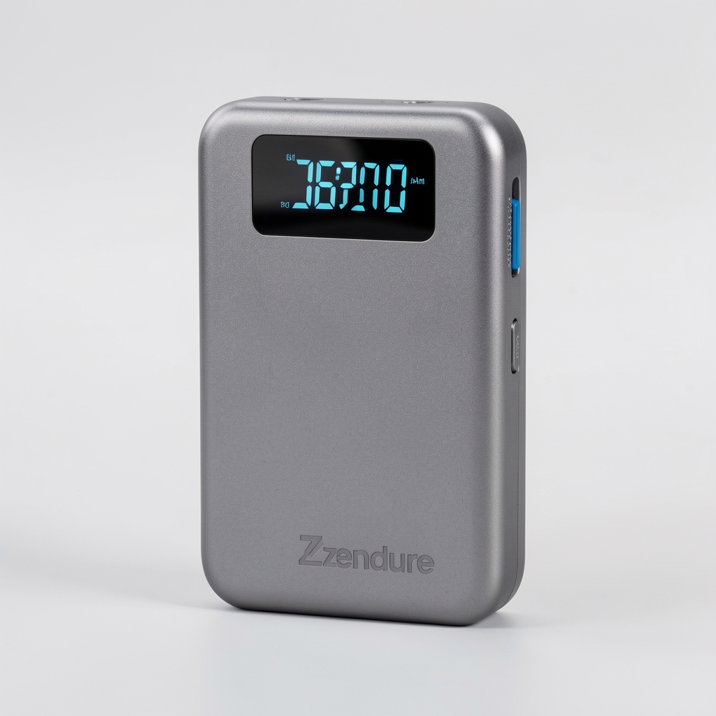 Zendure SuperTank Pro 26800mAh kompakt güçlü power bank metalik gri kasa ve OLED ekran